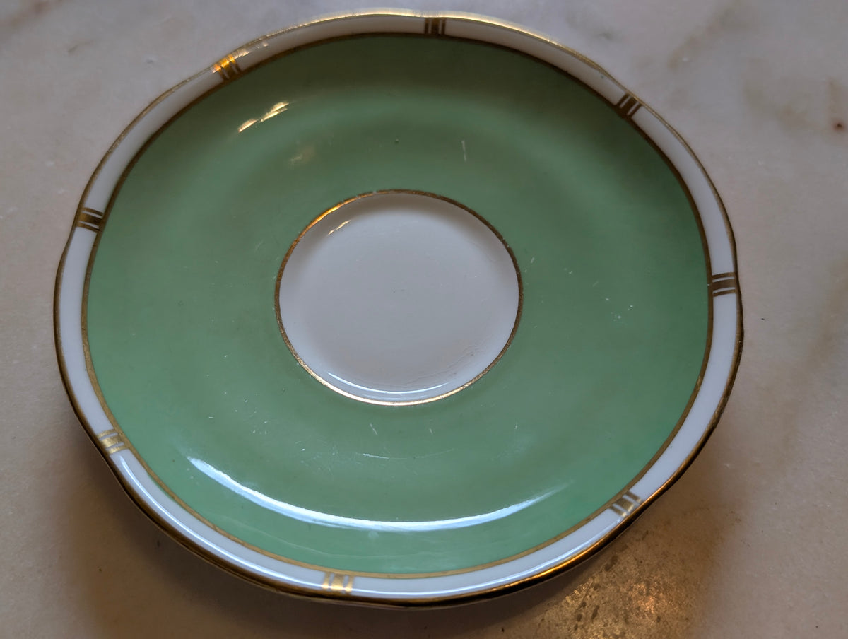 Antique Nippon Hand Printed Porcelain Teacup with Adderley Bone China Saucer – Mismatched Pair
