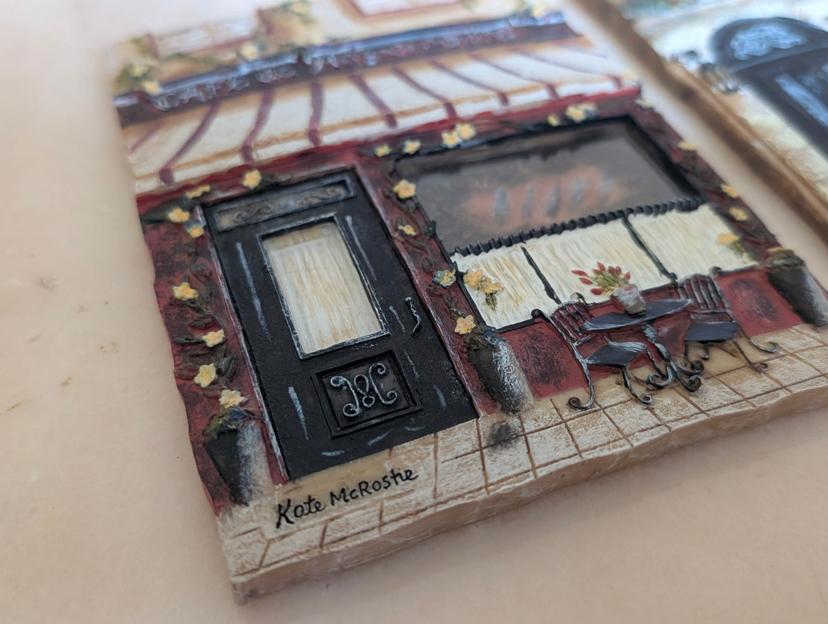 Kate McRostie Hand Painted Bistro Wall Plaques (3) European Café Restaurant