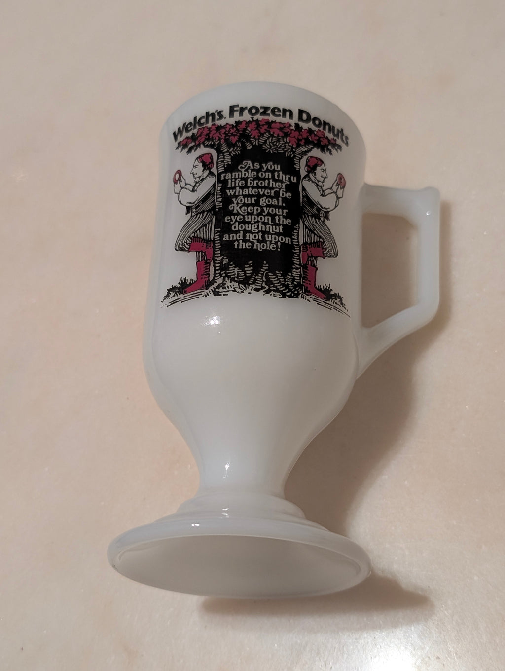Vintage Welch's Frozen Donuts Milk Glass Pedestal Mug Footed Coffee Cup
