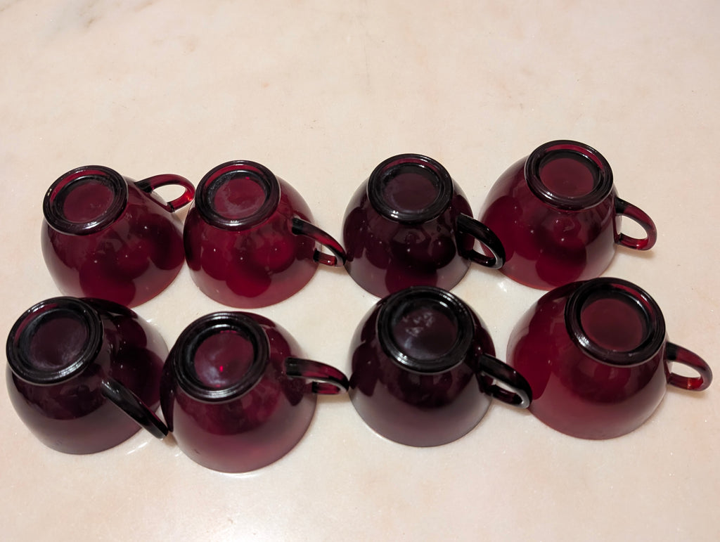 Vintage Anchor Hocking Ruby Red Glass Tea Cups – Set of 8 – Cranberry Glass Cups