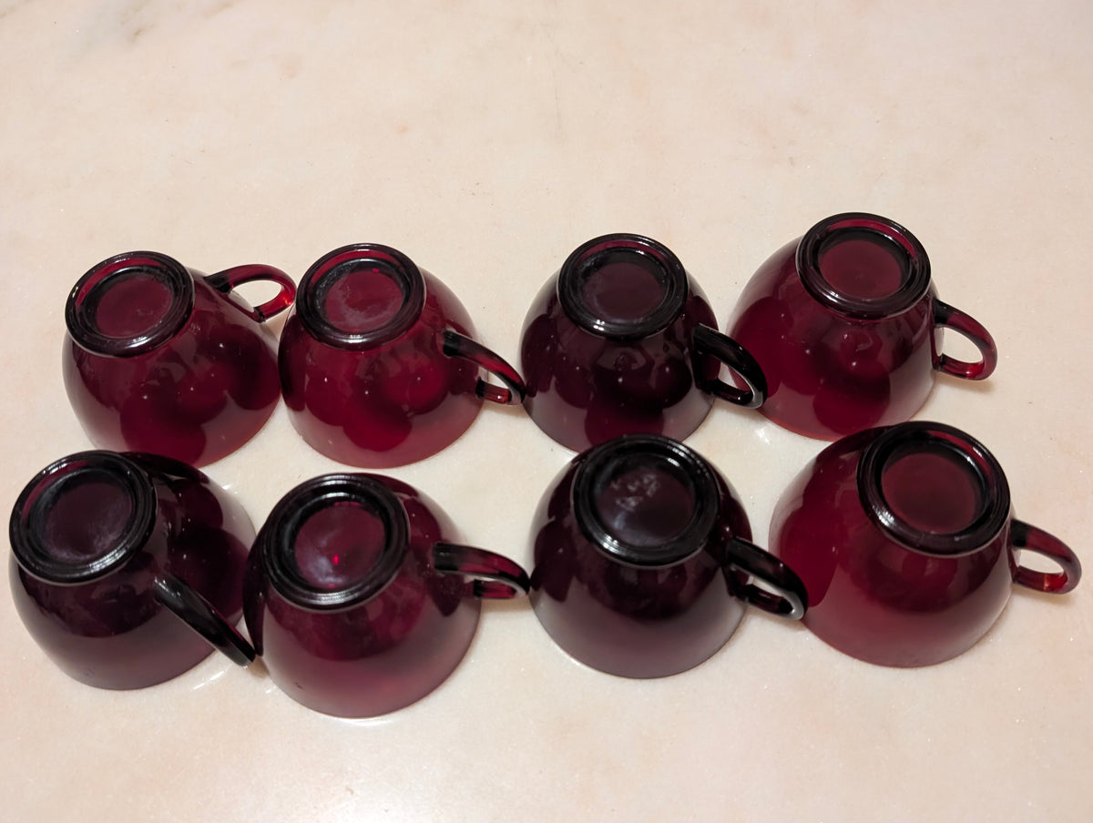 Vintage Anchor Hocking Ruby Red Glass Tea Cups – Set of 8 – Cranberry Glass Cups