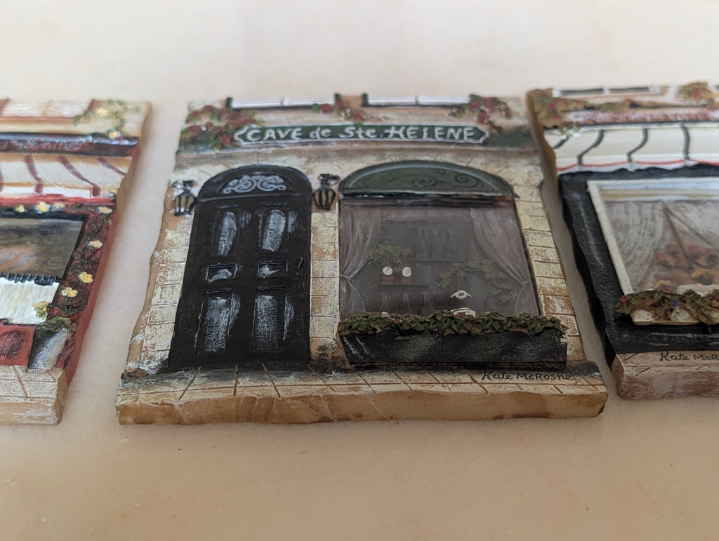 Kate McRostie Hand Painted Bistro Wall Plaques (3) European Café Restaurant