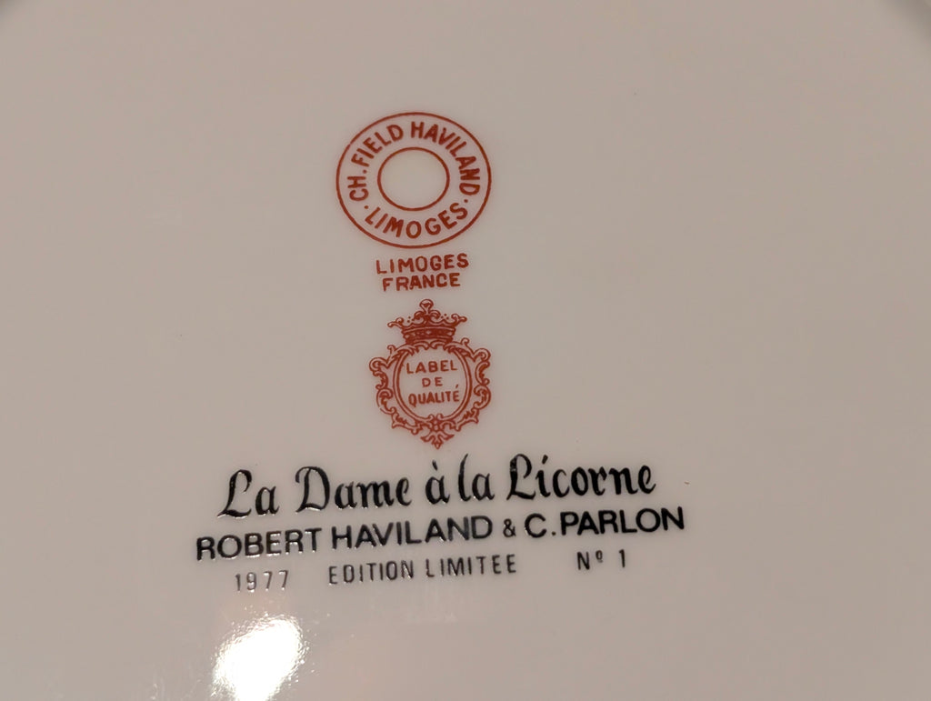 Robert Haviland Limoges France La Dame à la Licorne Plate No. 1 1977 w/ Box