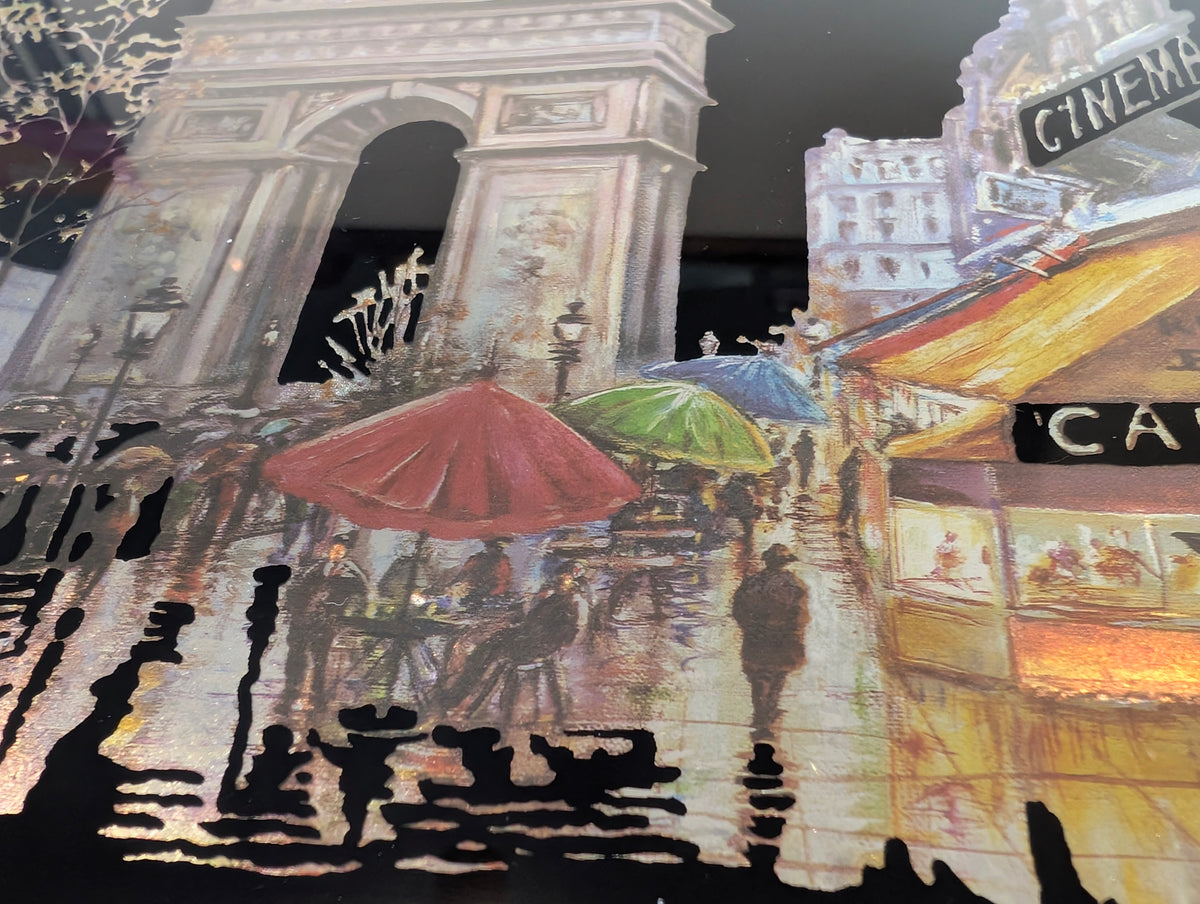 Vintage Kafka Industries #4227 Paris Arc de Triomphe 3D Foil Wall Art 1985 Made USA Framed