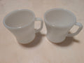 Vintage Federal Glass White Milk Glass Coffee Mugs D-Handle Set of 2 USA
