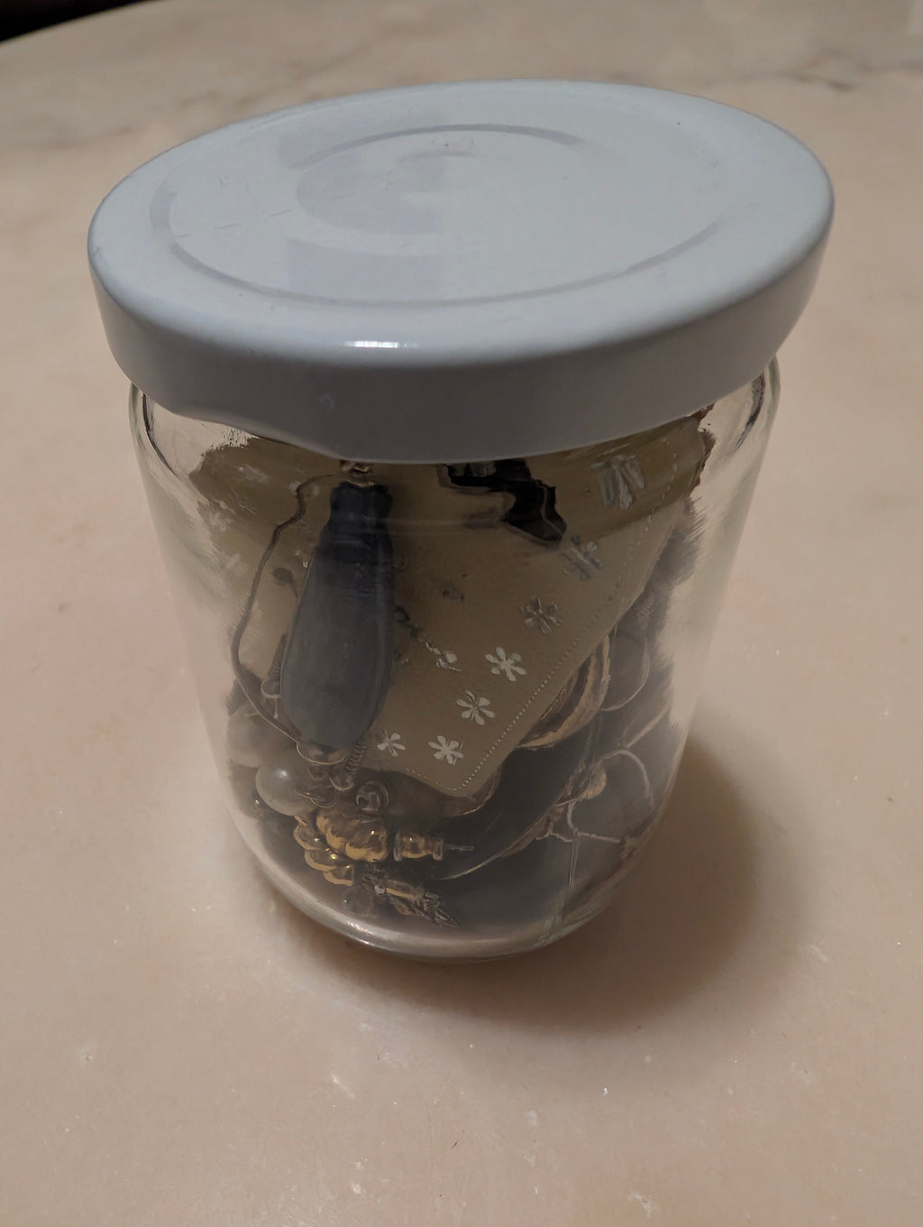 Mystery Jewelry Jar Craft Repair Wear Resale Mixed Costume Jewelry Lot Glass Jar