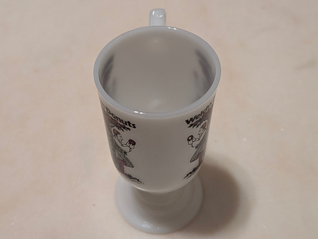 Vintage Welch's Frozen Donuts Milk Glass Pedestal Mug Footed Coffee Cup