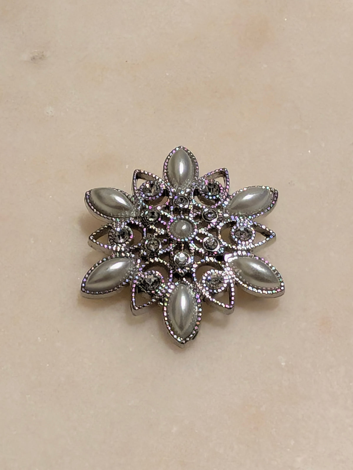 Floral Snowflake Brooch Pin Statement Costume Jewelry