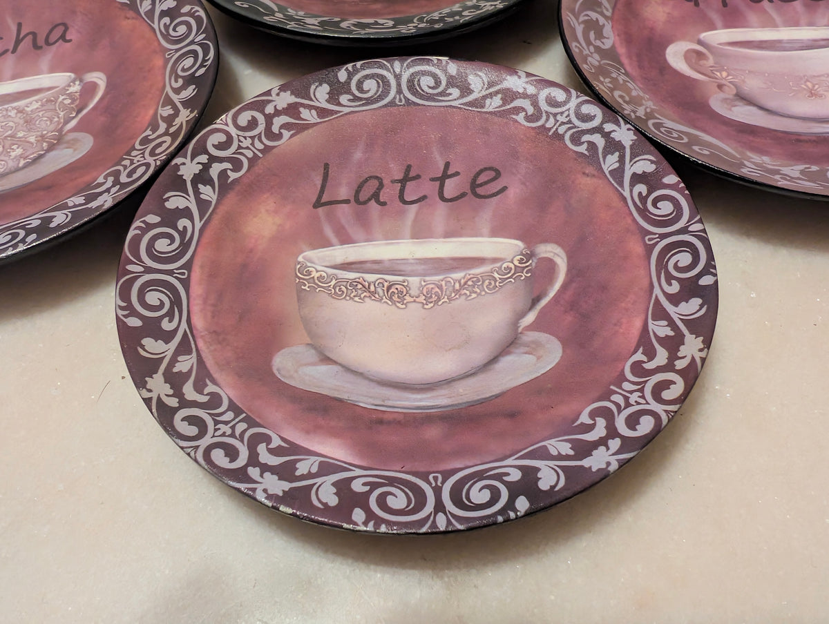 Set of 4 Decorative Coffee Theme Accent Plates decor