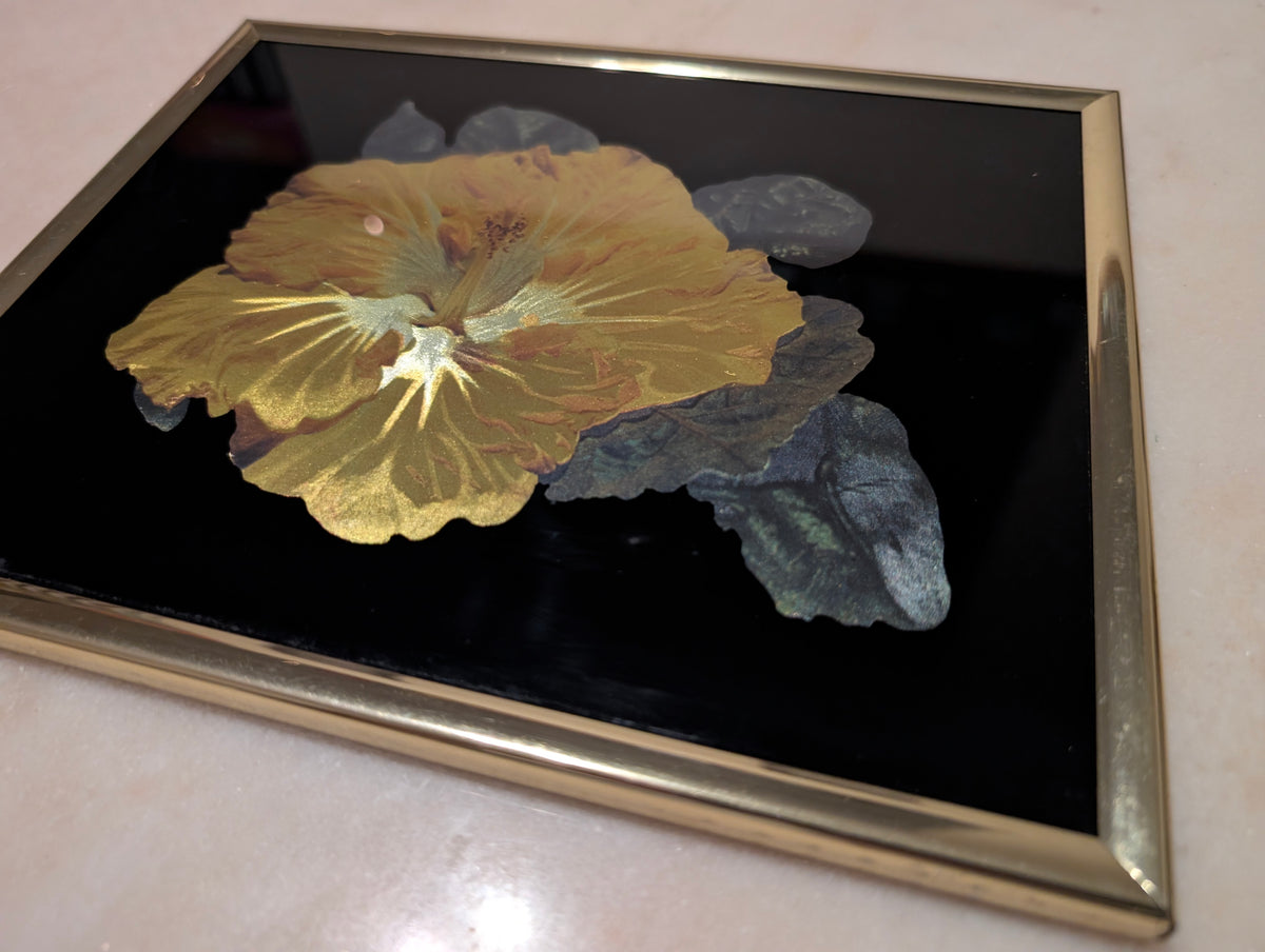 Vintage Kafka Industries Hibiscus Flower 3D Foil Wall Art (#4243) – Made in USA (1985)