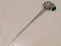 Vintage Chinese Silver Filigree Hair Stick Pin Jade Leaf Charm Marked Zu Yin 足銀