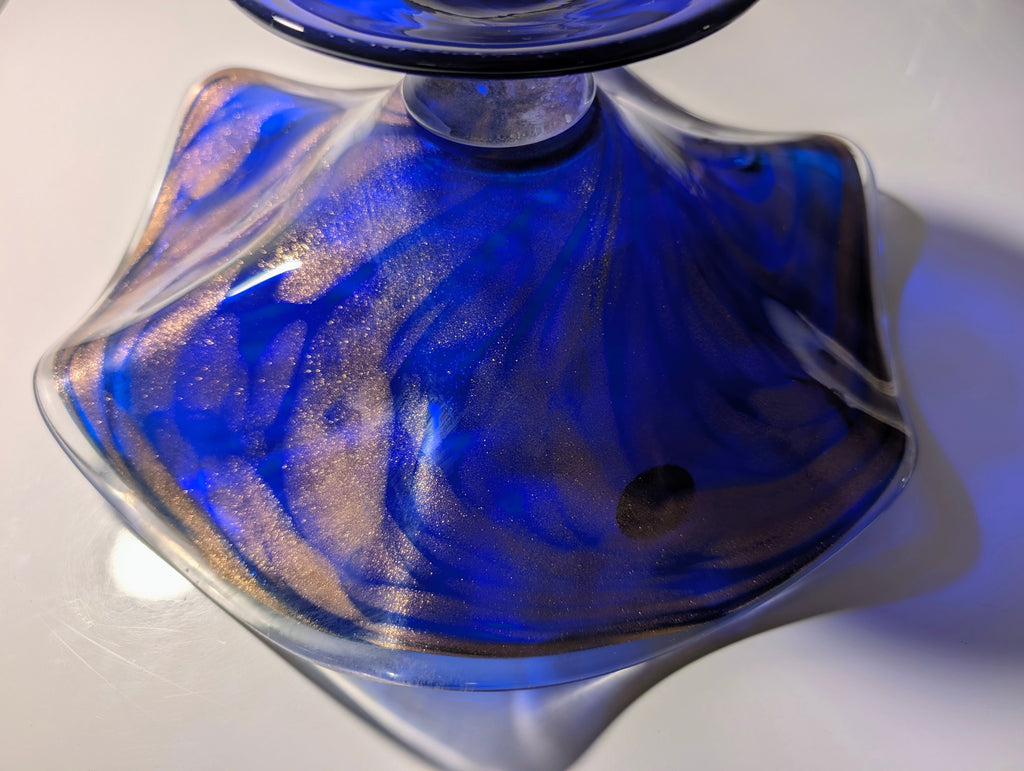 Murano Made in Italy Cobalt Blue Art Glass Pedestal Bowl Centerpiece