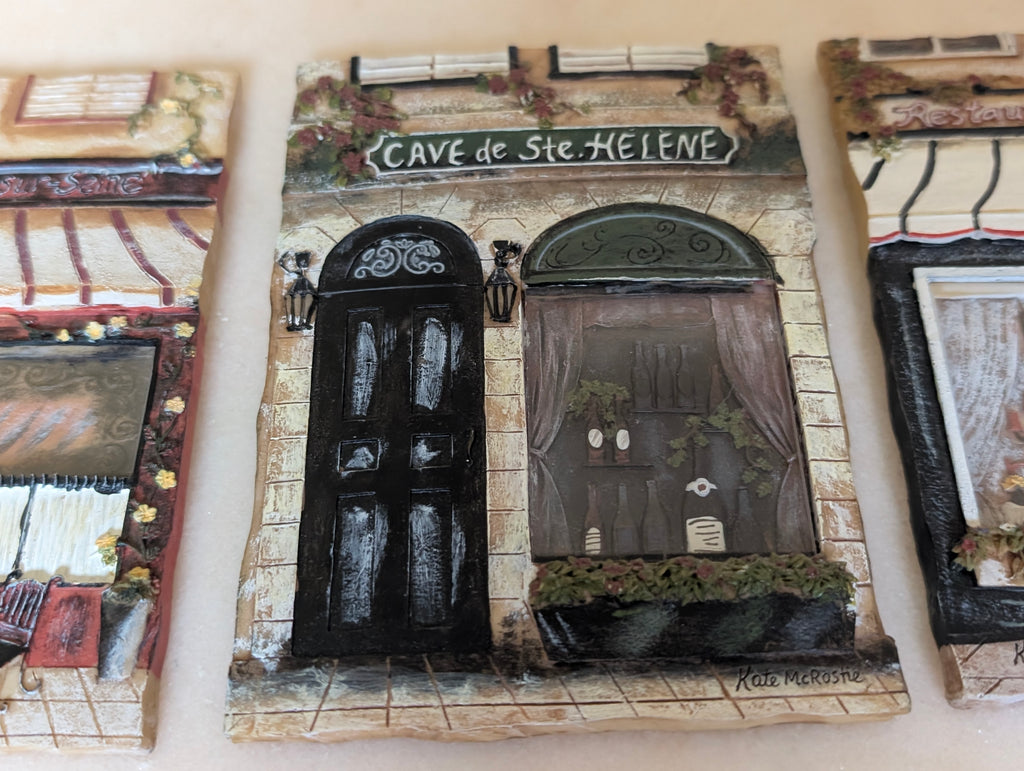 Kate McRostie Hand Painted Bistro Wall Plaques (3) European Café Restaurant