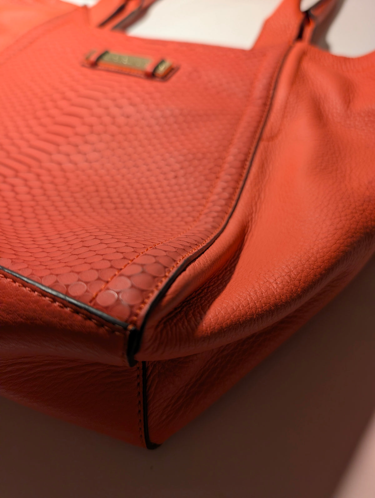 Vince Camuto Coral Orange Leather Tote Bag