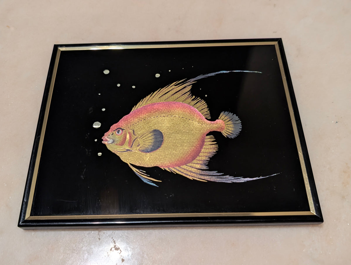 Vintage Kafka Industries #4417 Tropical Angelfish 3D Foil Wall Art Framed Made in USA