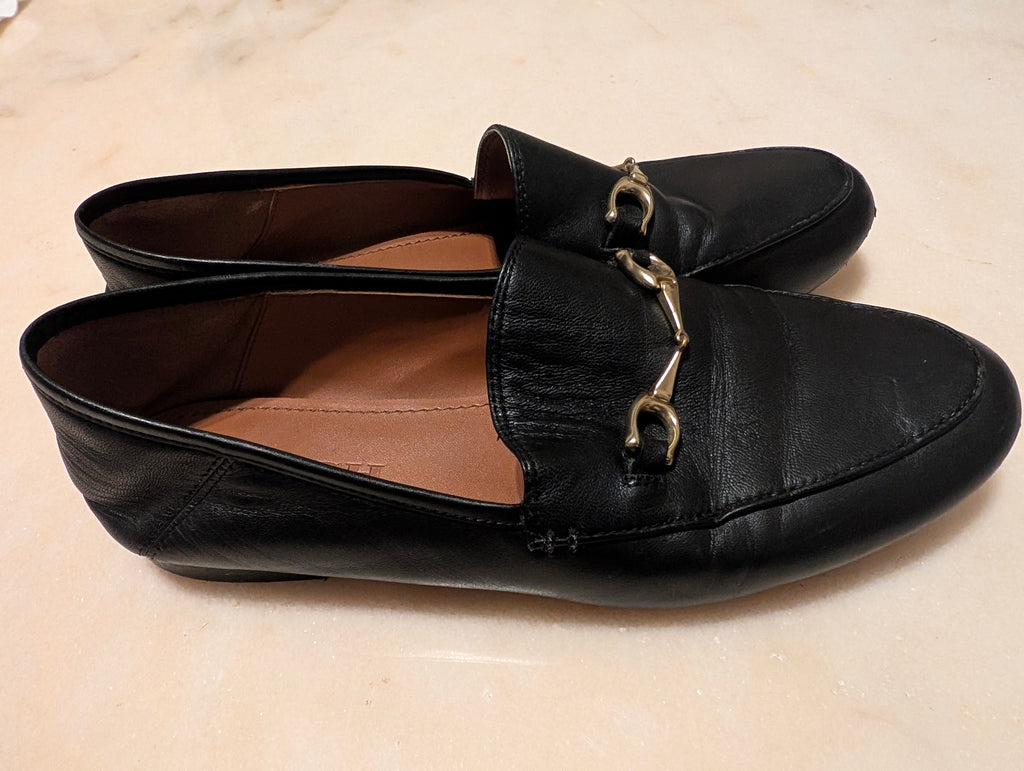 Coach FG3110 Black Leather Horsebit Loafers Women's US 6.5B Slip On Flats