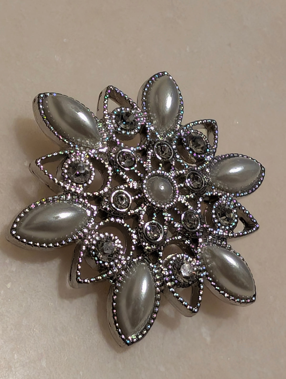 Floral Snowflake Brooch Pin Statement Costume Jewelry