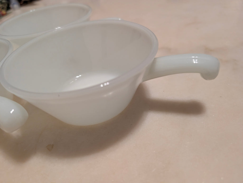 Fire-King Anchor Hocking Milk Glass Chili Bowls Soup Bowls With Handles (3)