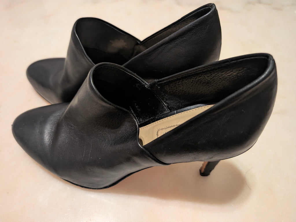 Antonio Melani Black Leather D'Orsay Court Shoes Heels Pumps (9M)