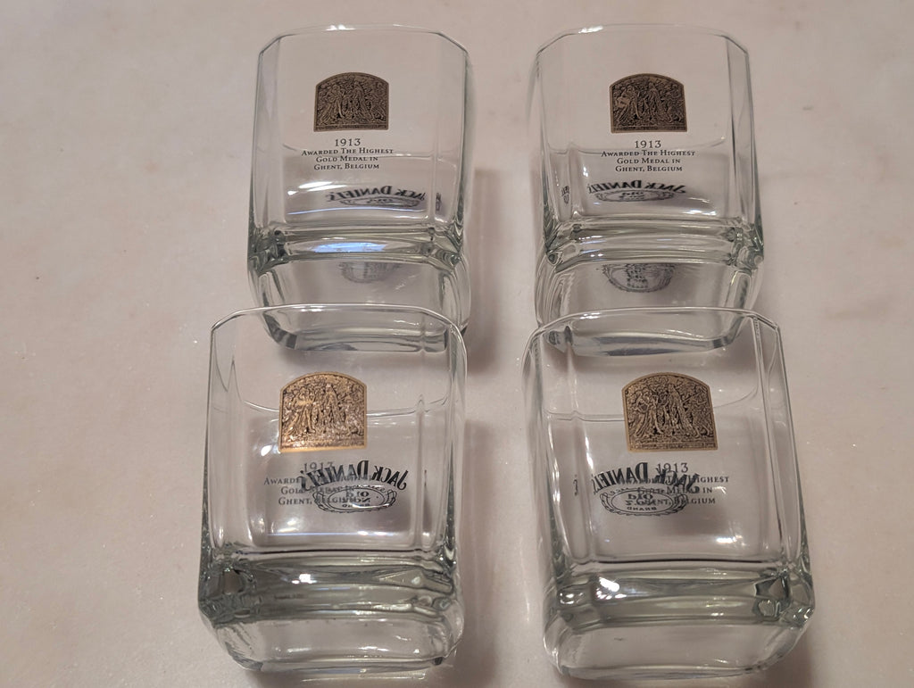 Jack Daniel's Old No. 7 Square Whiskey Rocks Glasses Set of 4, 1913