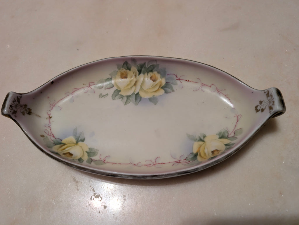 Antique Prussia Royal Rudolstadt Studio Handpainted Porcelain Relish Dish