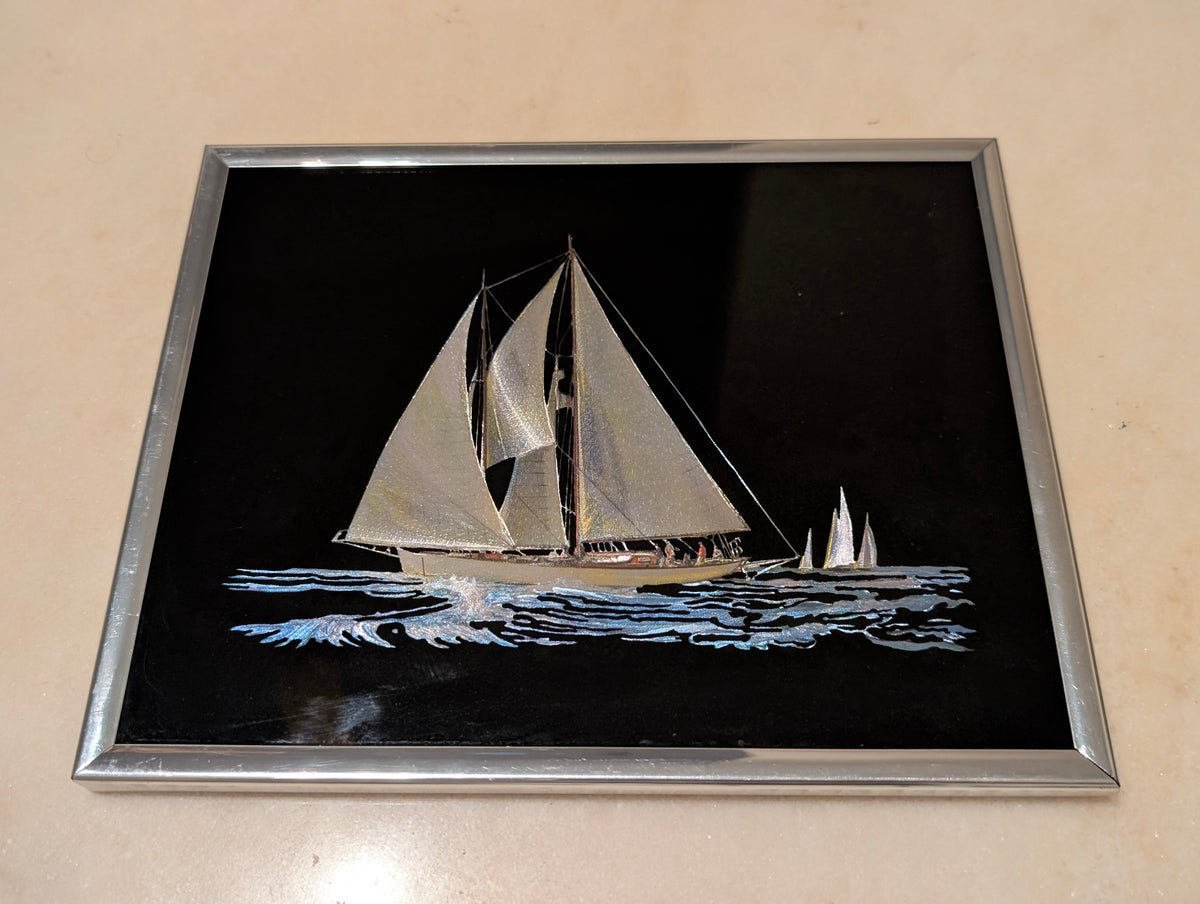 1985 Kafka Industries 4119 Sailing Yacht 3D Foil Screen Etching Framed