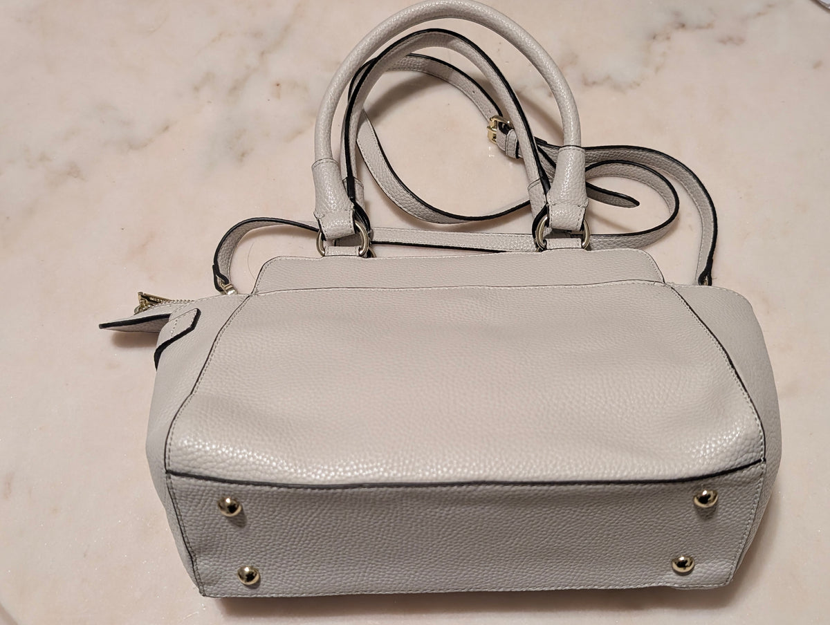Anne Klein Light Gray Pebbled Satchel Crossbody Handbag Purse Gold Hardware