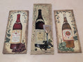 Wine Bottle Wall Art Set of 3 Hand Painted Kitchen Decor　