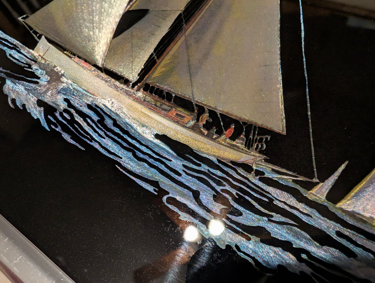 1985 Kafka Industries 4119 Sailing Yacht 3D Foil Screen Etching Framed