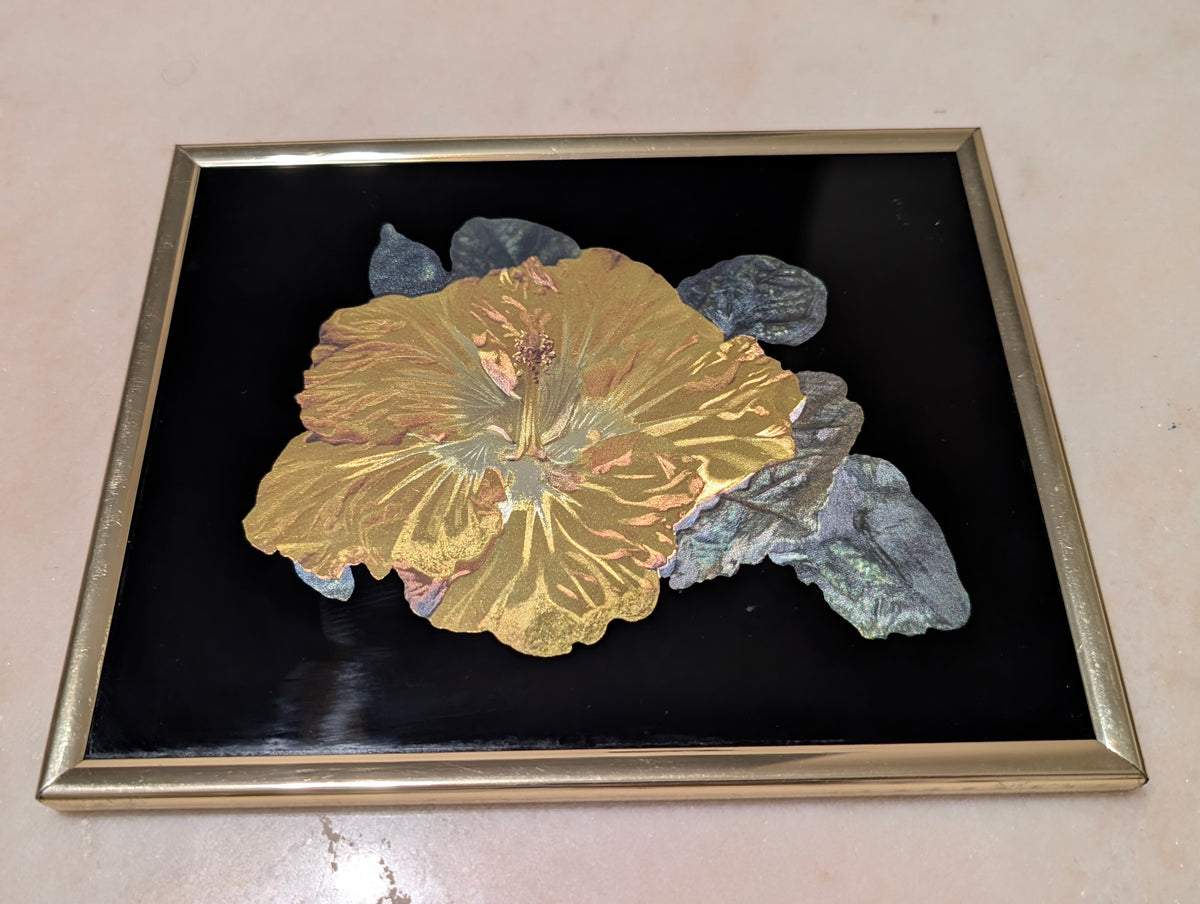 Vintage Kafka Industries Hibiscus Flower 3D Foil Wall Art (#4243) – Made in USA (1985)