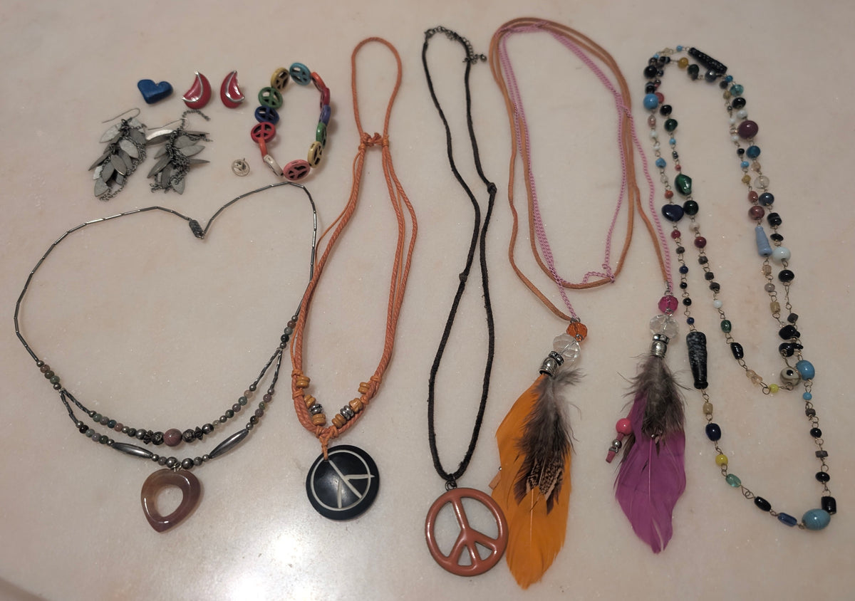 Vintage Silver Tone Jewelry Bundle: Boho Hippie Style