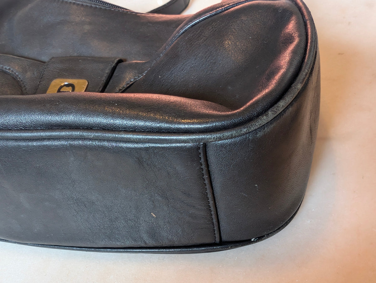 Vintage Etienne Aigner Black Genuine Leather Shoulder Bag Purse