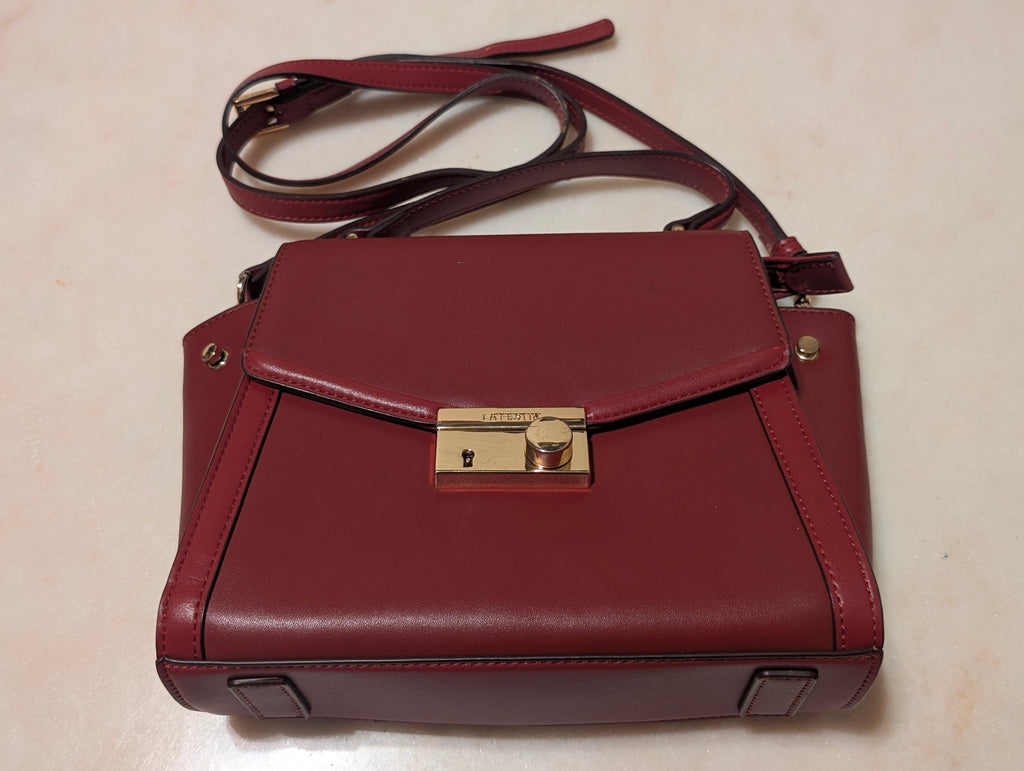 La'Festin Burgundy Structured Top Handle Satchel Crossbody Shoulder Bag