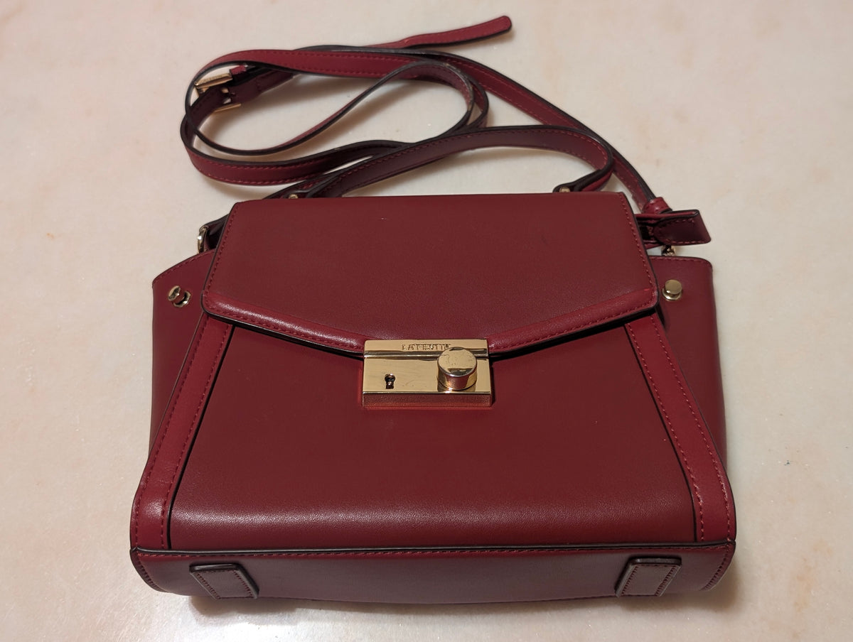 La'Festin Burgundy Structured Top Handle Satchel Crossbody Shoulder Bag