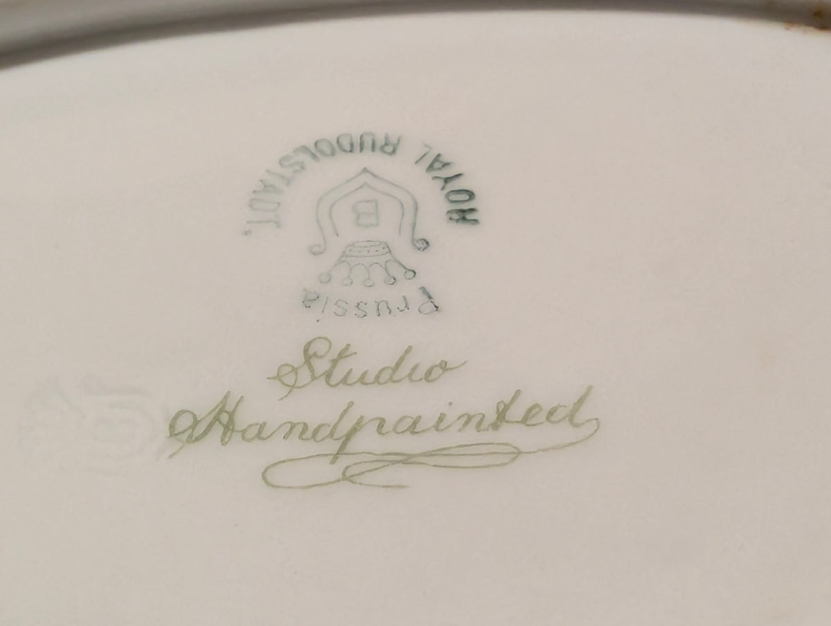 Antique Prussia Royal Rudolstadt Studio Handpainted Porcelain Relish Dish