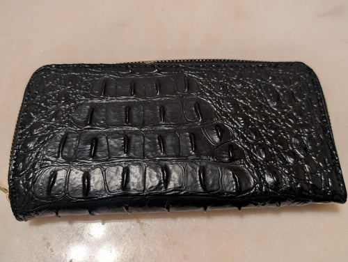 Brahmin Black Melbourne Croc Embossed Leather Zip Around Wallet Purse