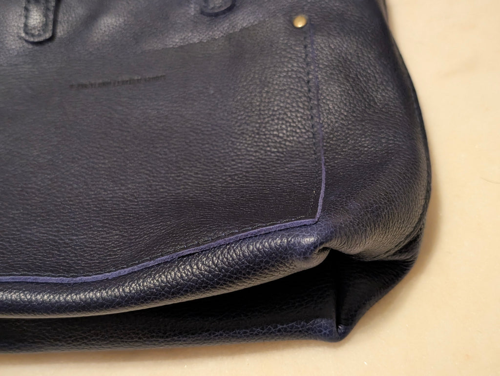 Portland Leather Goods Navy Leather Crossbody Tote Shoulder Bag Adjustable Strap