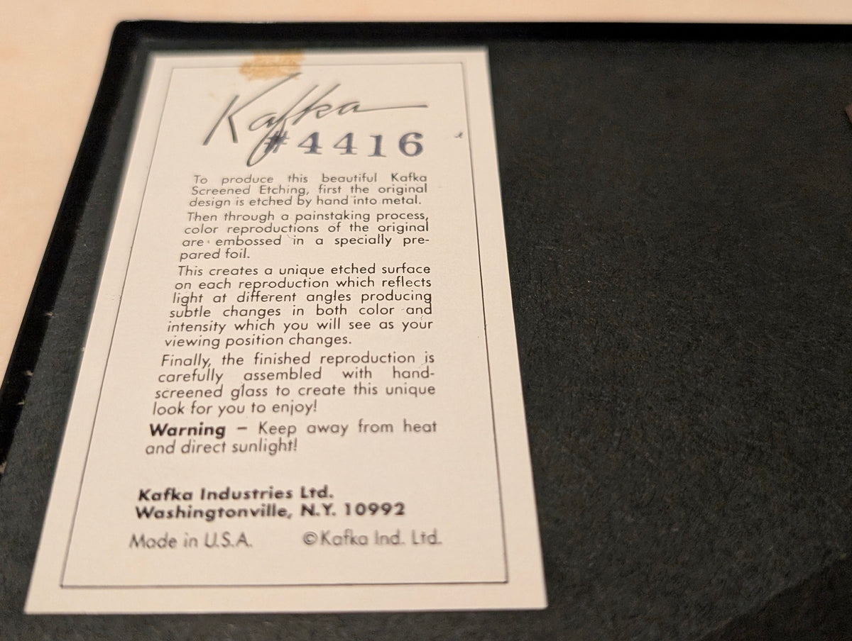 Vintage Kafka Industries #4416 Tropical Butterflyfish 3D Foil Wall Art Framed Made in USA