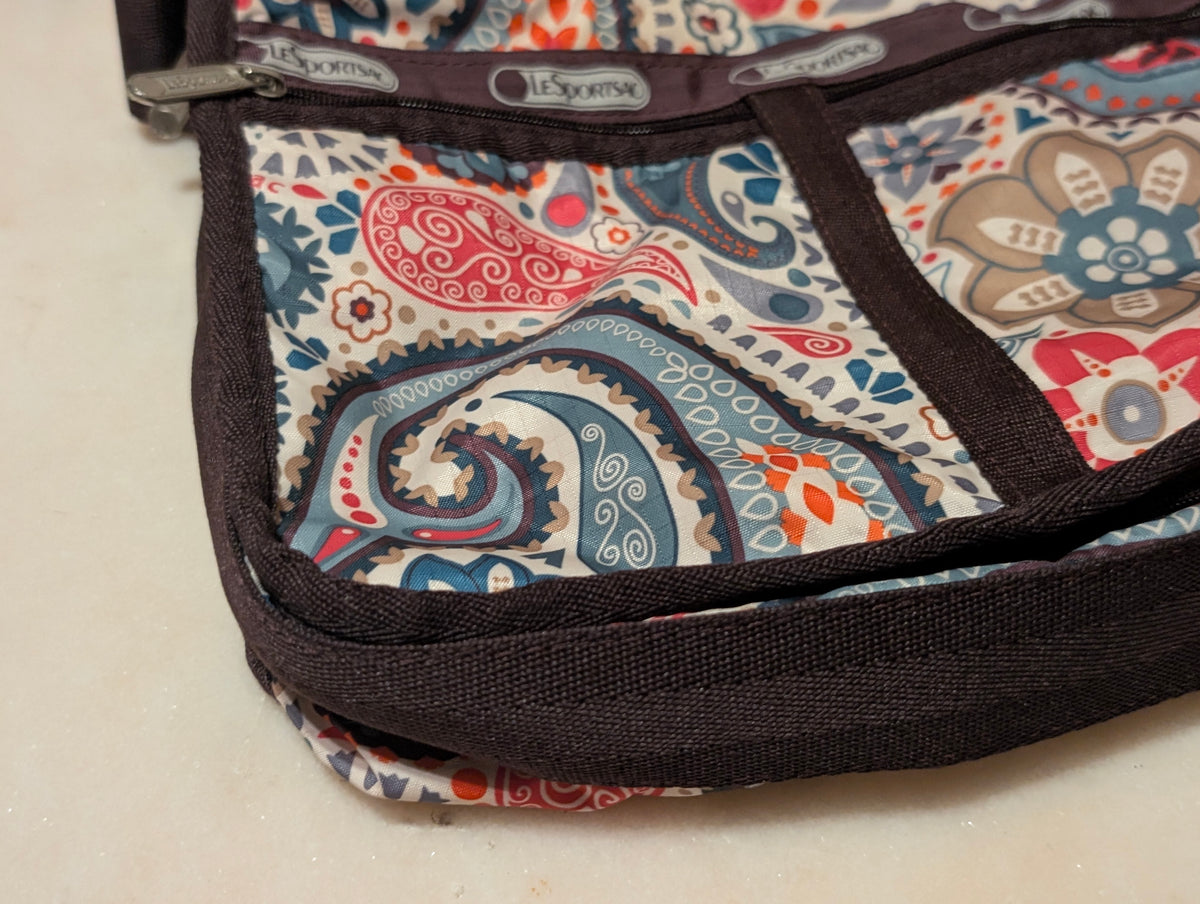LeSportsac Paisley Floral Crossbody Shoulder Bag Nylon Zip Travel Lightweight