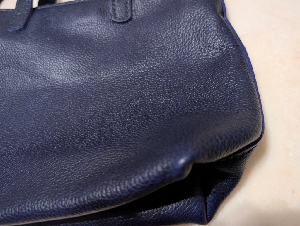 Portland Leather Goods Navy Leather Crossbody Tote Shoulder Bag Adjustable Strap