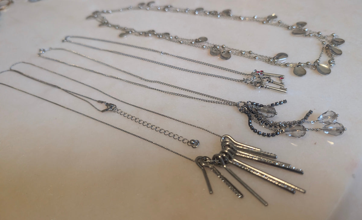 Vintage Silver Tone Necklace Bundle