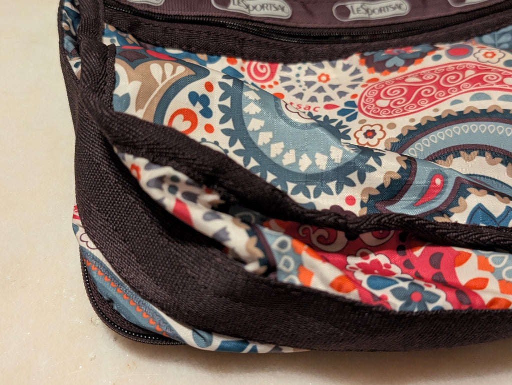 LeSportsac Paisley Floral Crossbody Shoulder Bag Nylon Zip Travel Lightweight