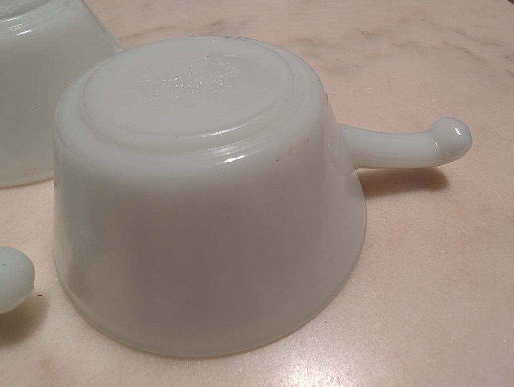 Fire-King Anchor Hocking Milk Glass Chili Bowls Soup Bowls With Handles (3)