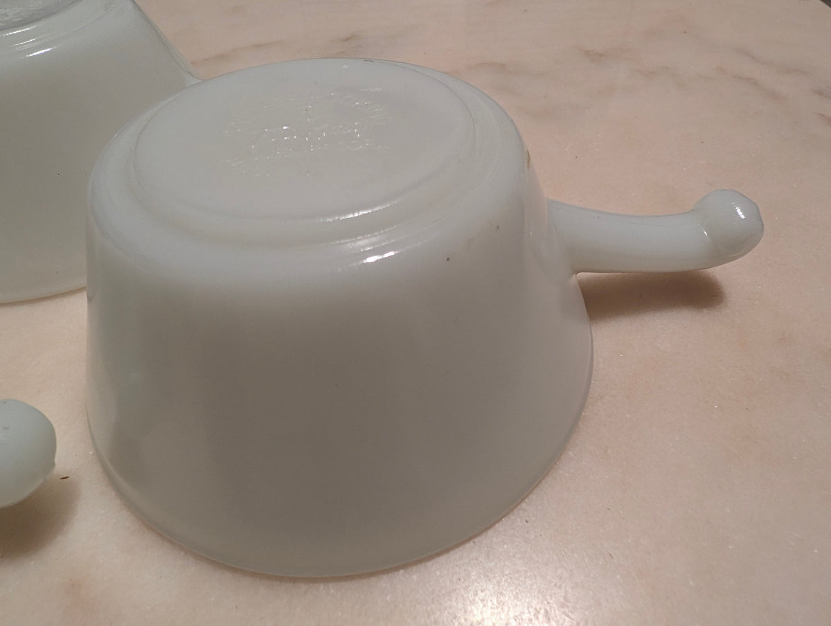 Fire-King Anchor Hocking Milk Glass Chili Bowls Soup Bowls With Handles (3)