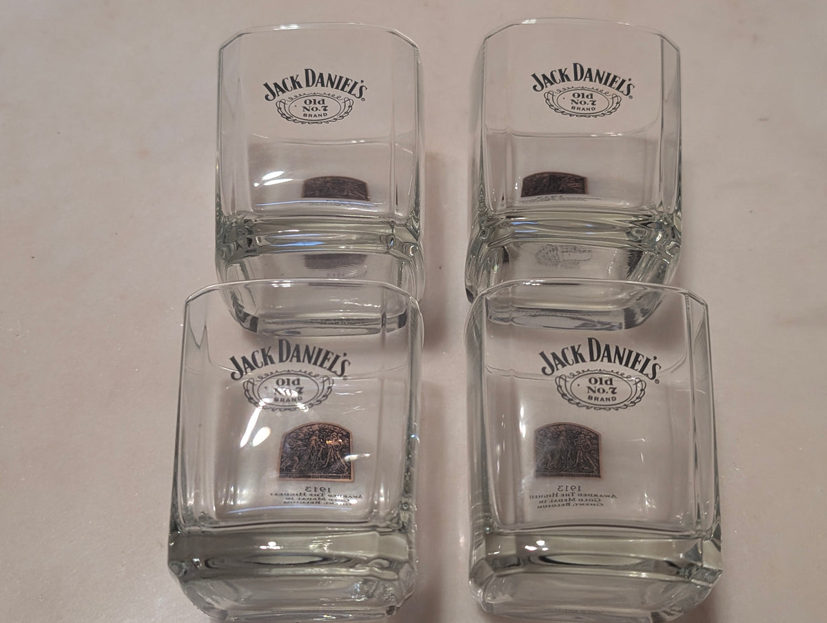 Jack Daniel's Old No. 7 Square Whiskey Rocks Glasses Set of 4, 1913