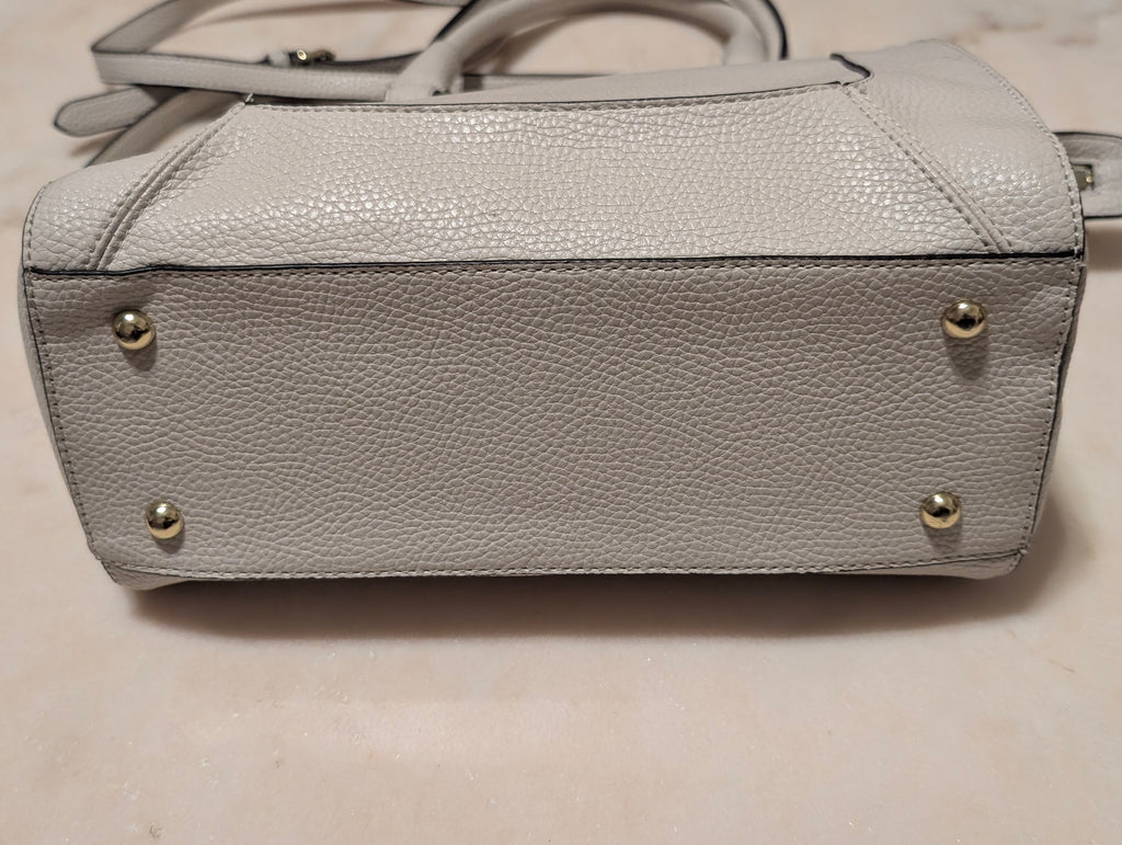 Anne Klein Light Gray Pebbled Satchel Crossbody Handbag Purse Gold Hardware