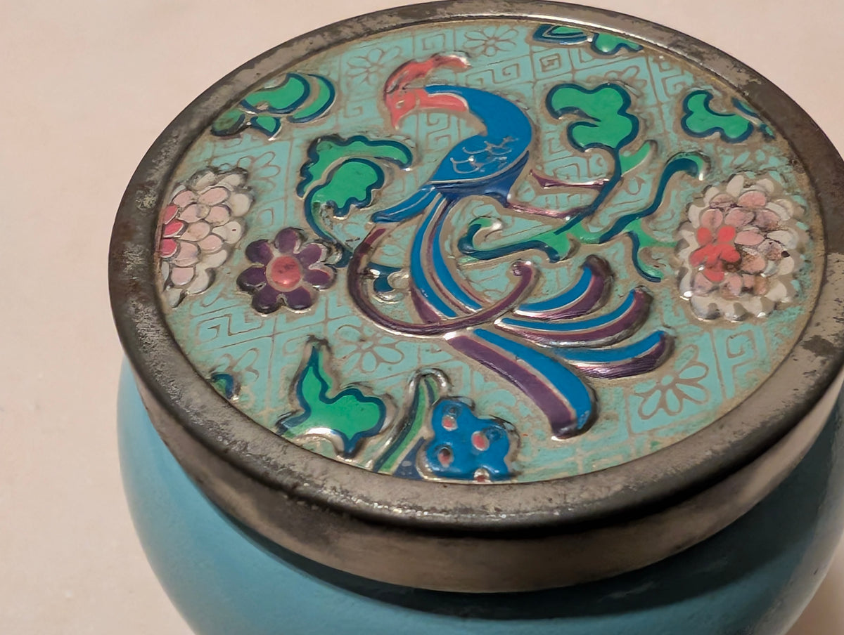 Vintage Avon Bird of Paradise Cloisonné Peacock Trinket Box
