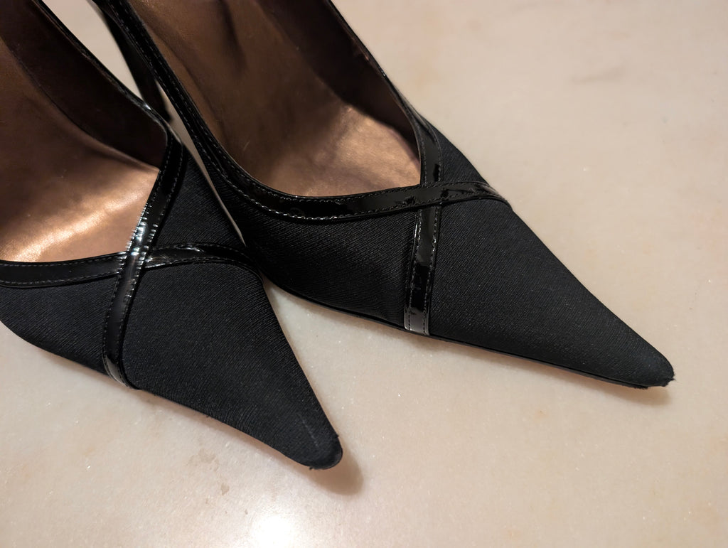Iramo Italy Black Pointed Toe Pumps Tassel Heels EU 37 US 6.5-7 Leather Sole